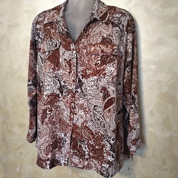 NY Collection Tops - NY Collection Long Paisley Blouse NWT 3X